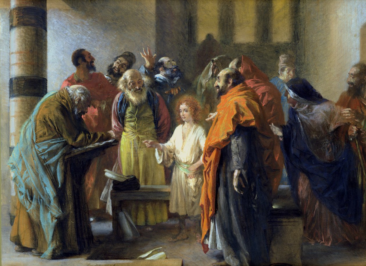 Jesús de doce años en el Templo, 1851 de Adolph Menzel