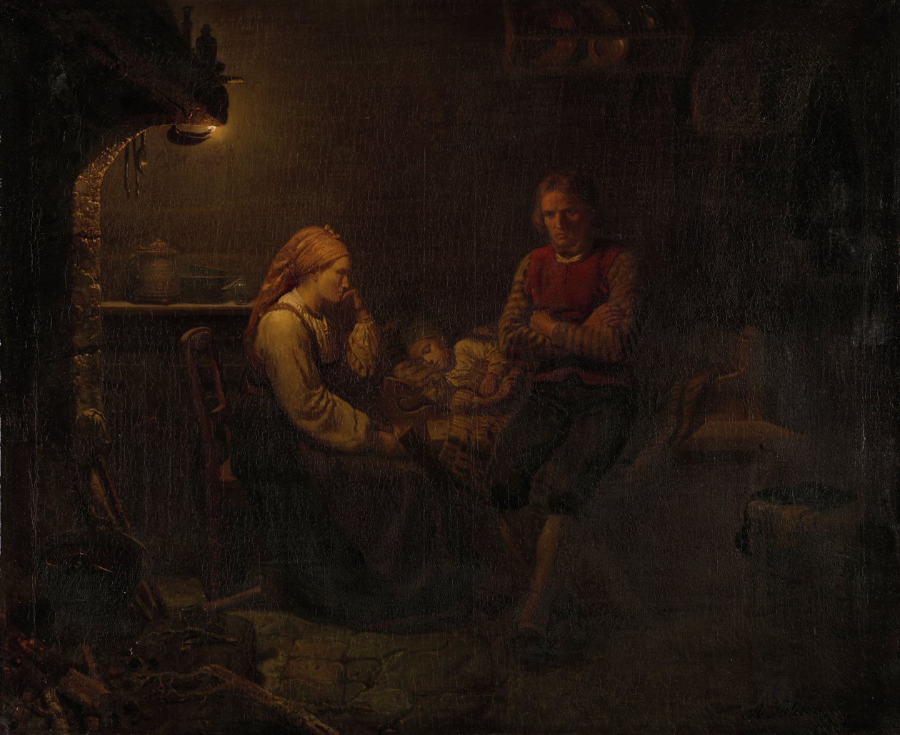 El niño enfermo de Adolph Tidemand