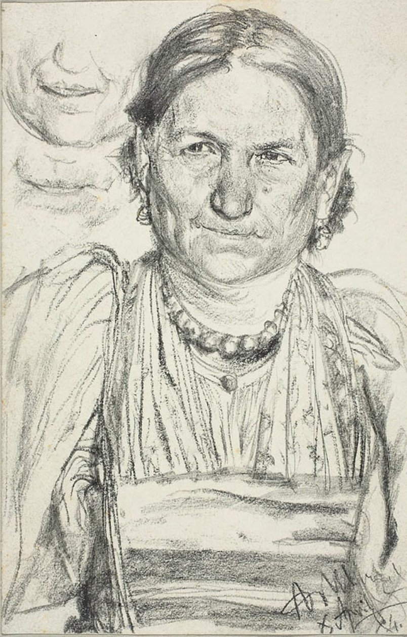 Retrato de una campesina de Adolph Menzel