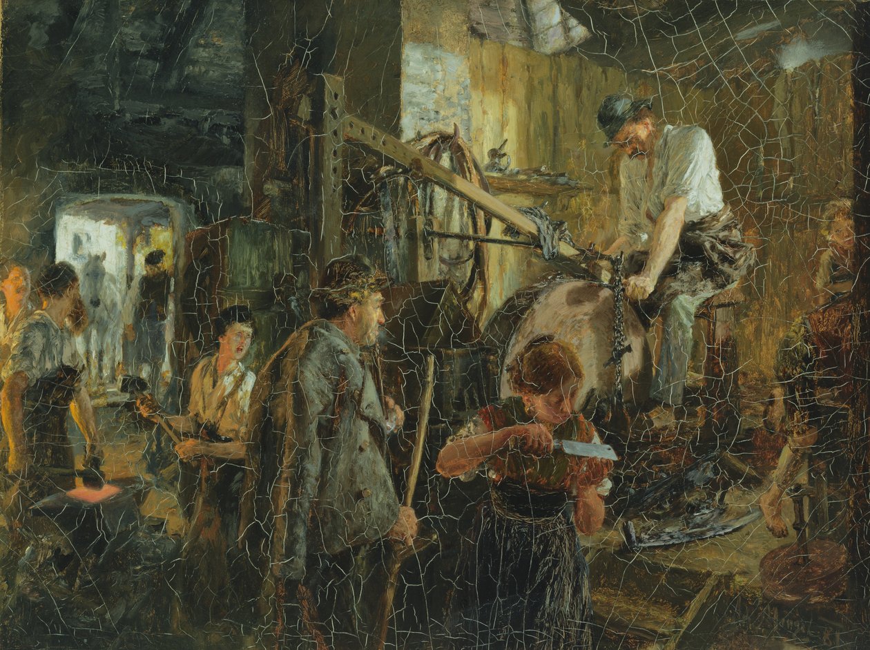 El afilador en la fragua en Hofgastein, 1881 de Adolph Menzel