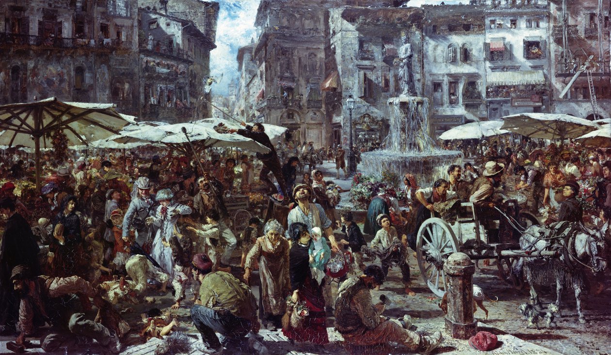 El mercado de Verona de Adolph Menzel