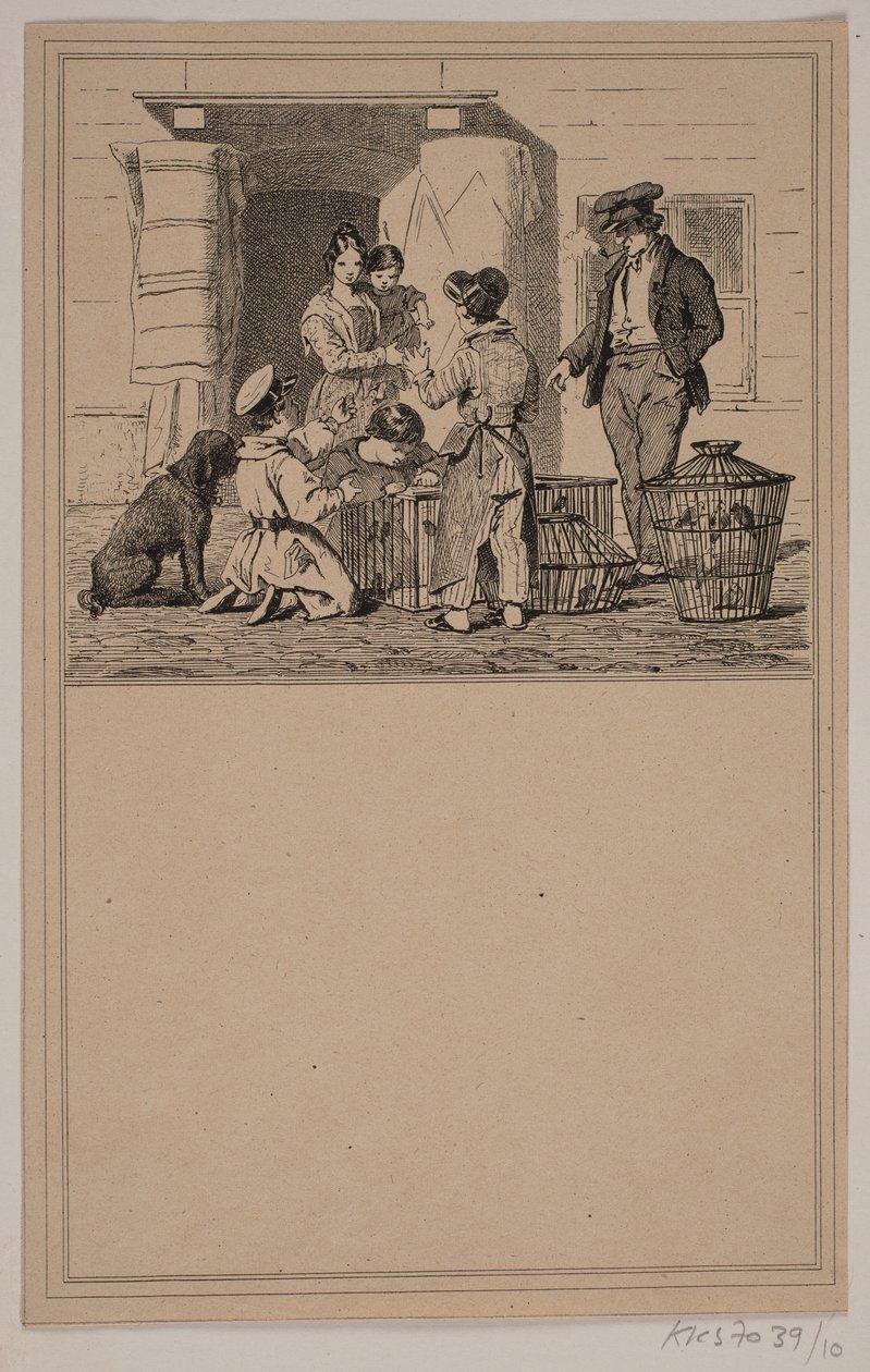 Pájaros en cautiverio. No. 9 en Chr. Winther y M. Rørbye, "25 Imágenes para niños pequeños" de Johan Adolph Kittendorff