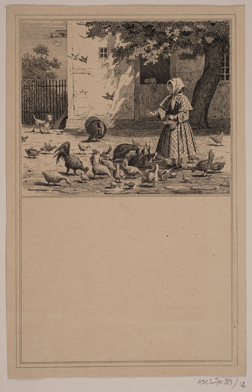 En el gallinero. Nº 11 en Chr. Winther y M. Rørbye, "25 Imágenes para niños pequeños" de Johan Adolph Kittendorff
