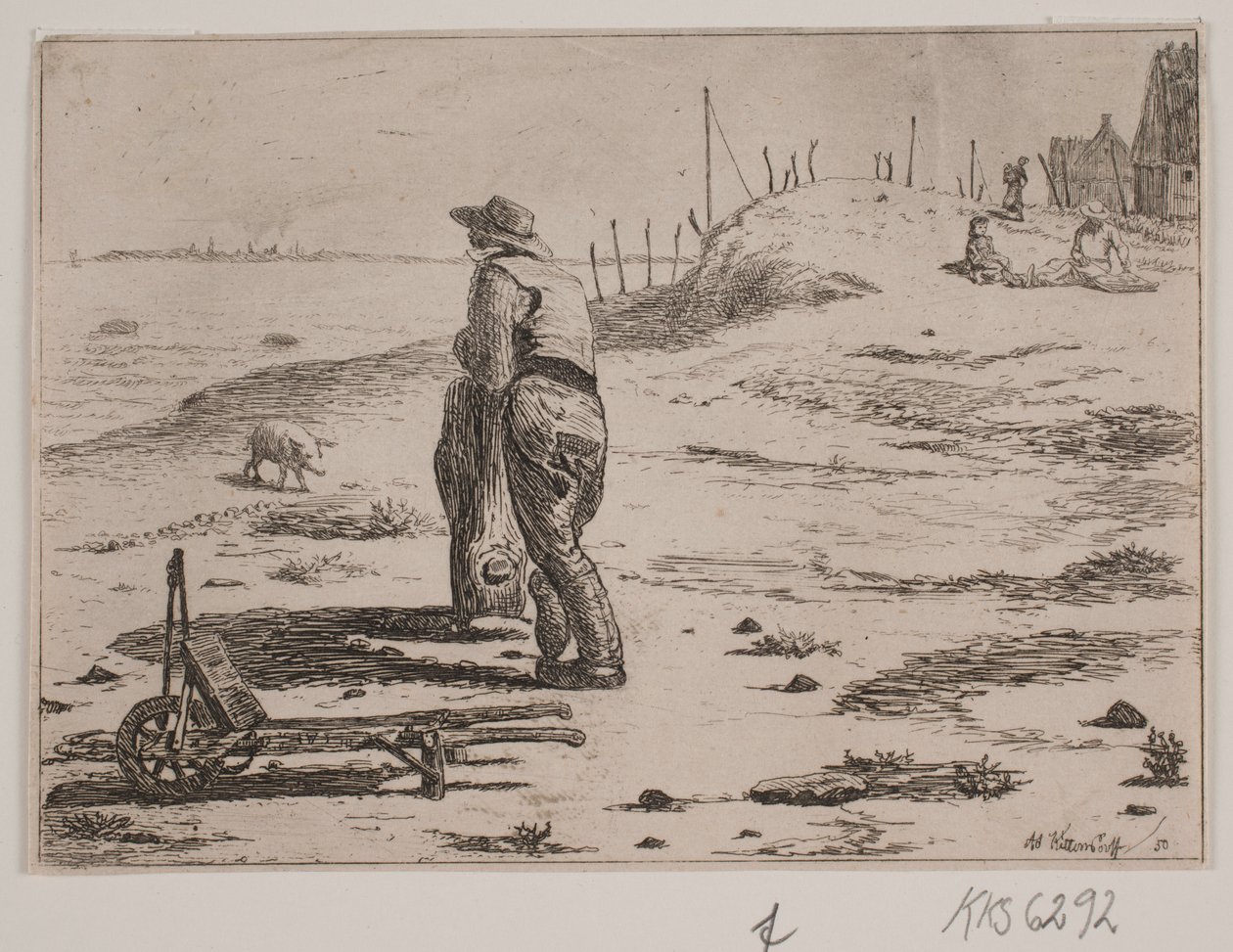 Costa con pescador de pie de Johan Adolph Kittendorff