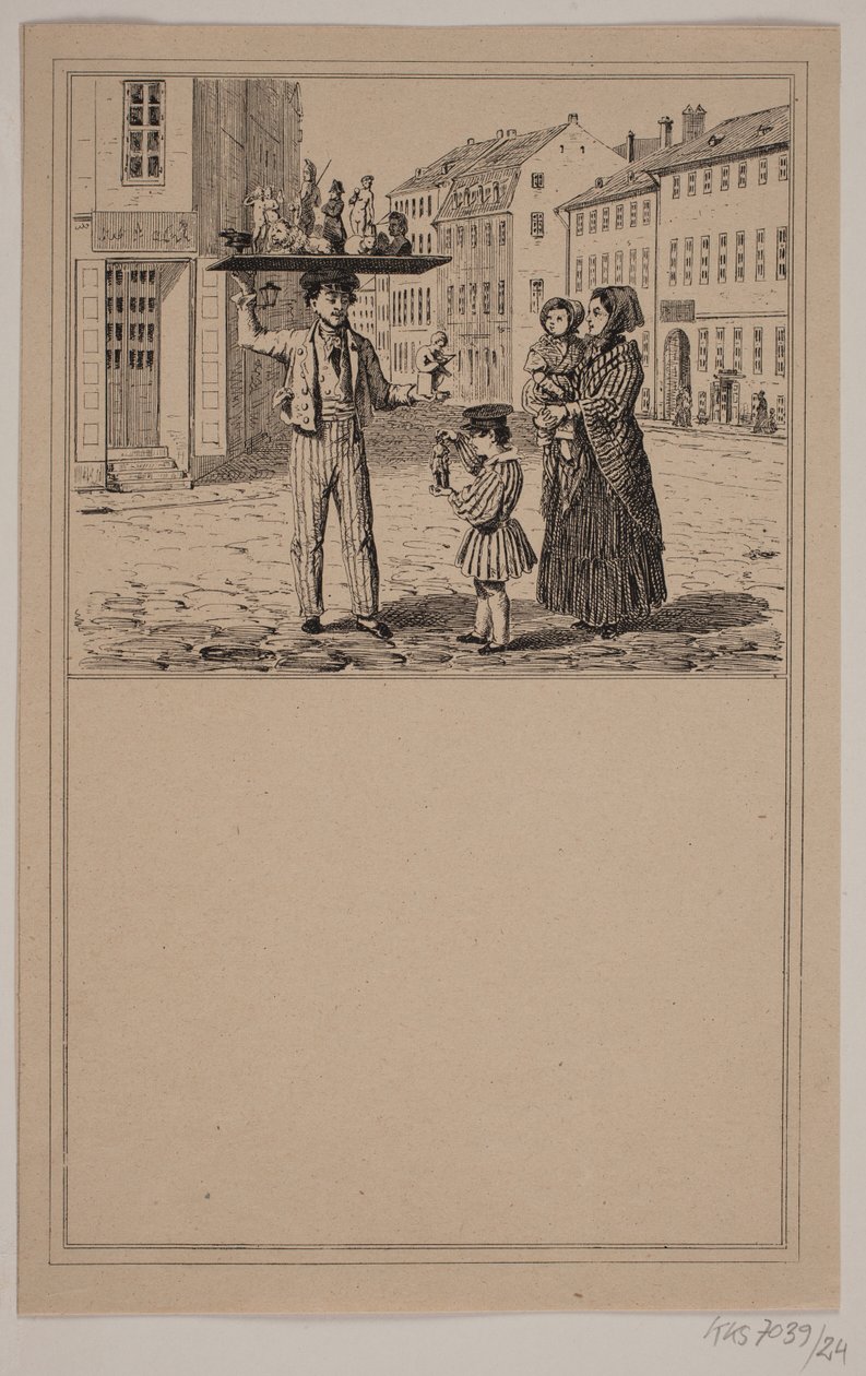 El hombre con la muñeca. No. 23 en Chr. Winther y M. Rørbye, "25 imágenes para niños pequeños" de Johan Adolph Kittendorff