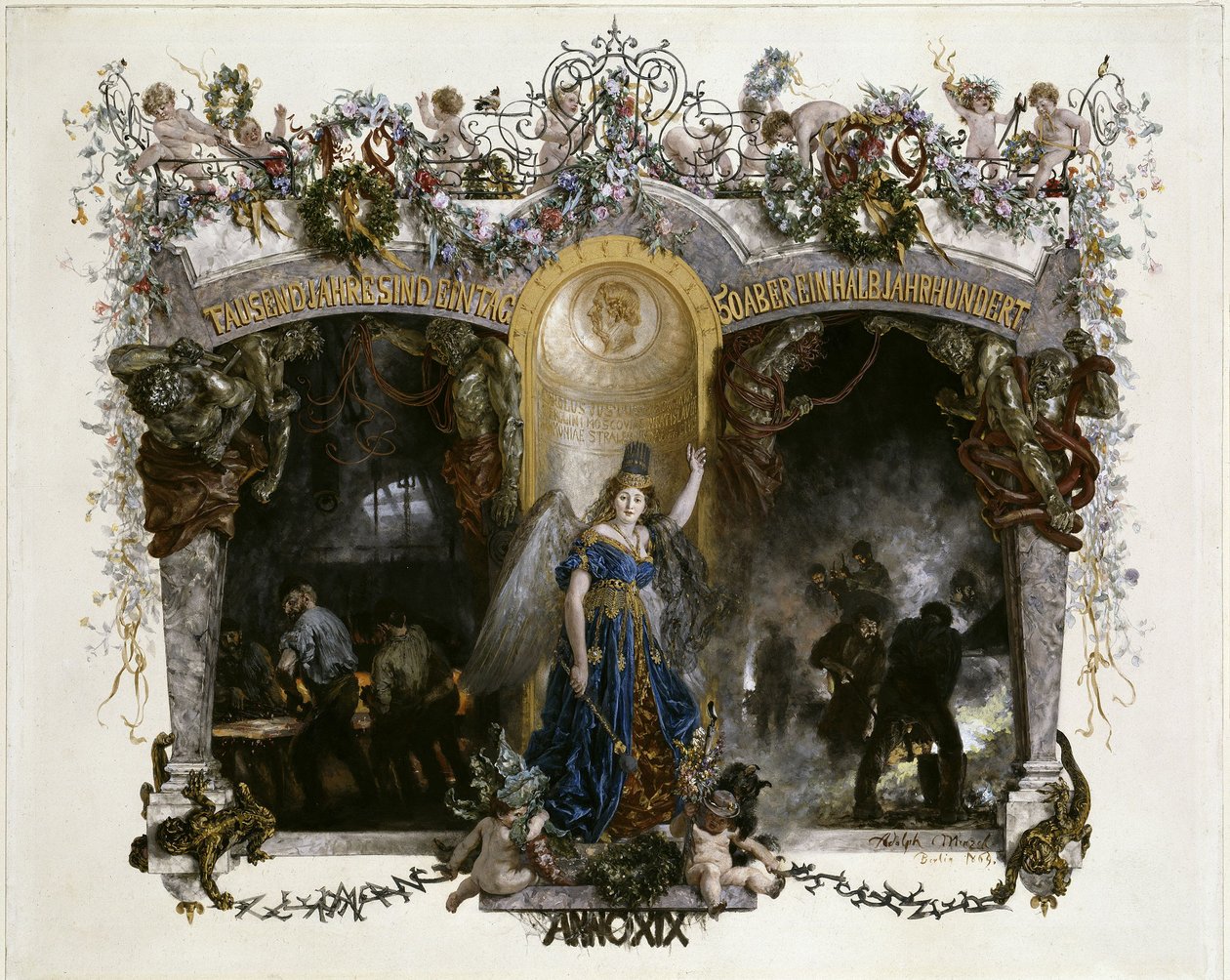 Discurso para el 50.º aniversario de la fábrica de maquinaria Heckmann en Berlín de Adolph Menzel