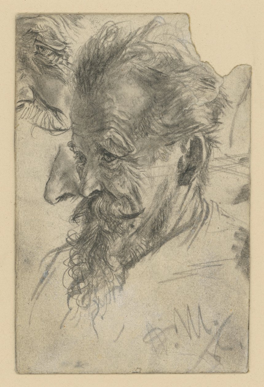 Cabeza de hombre mayor con perilla y otros detalles de Adolph Menzel