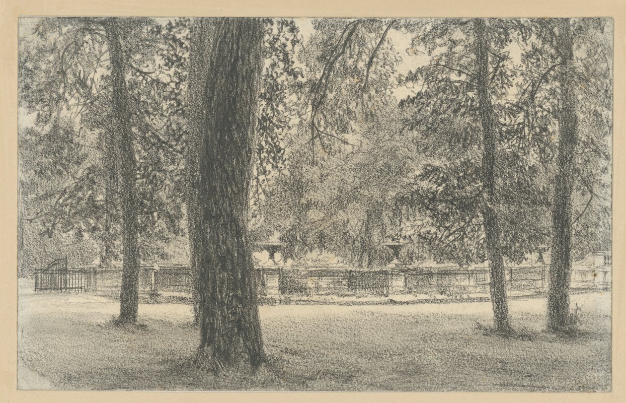 Balaustrada a la entrada del parque de Sanssouci de Adolph Menzel