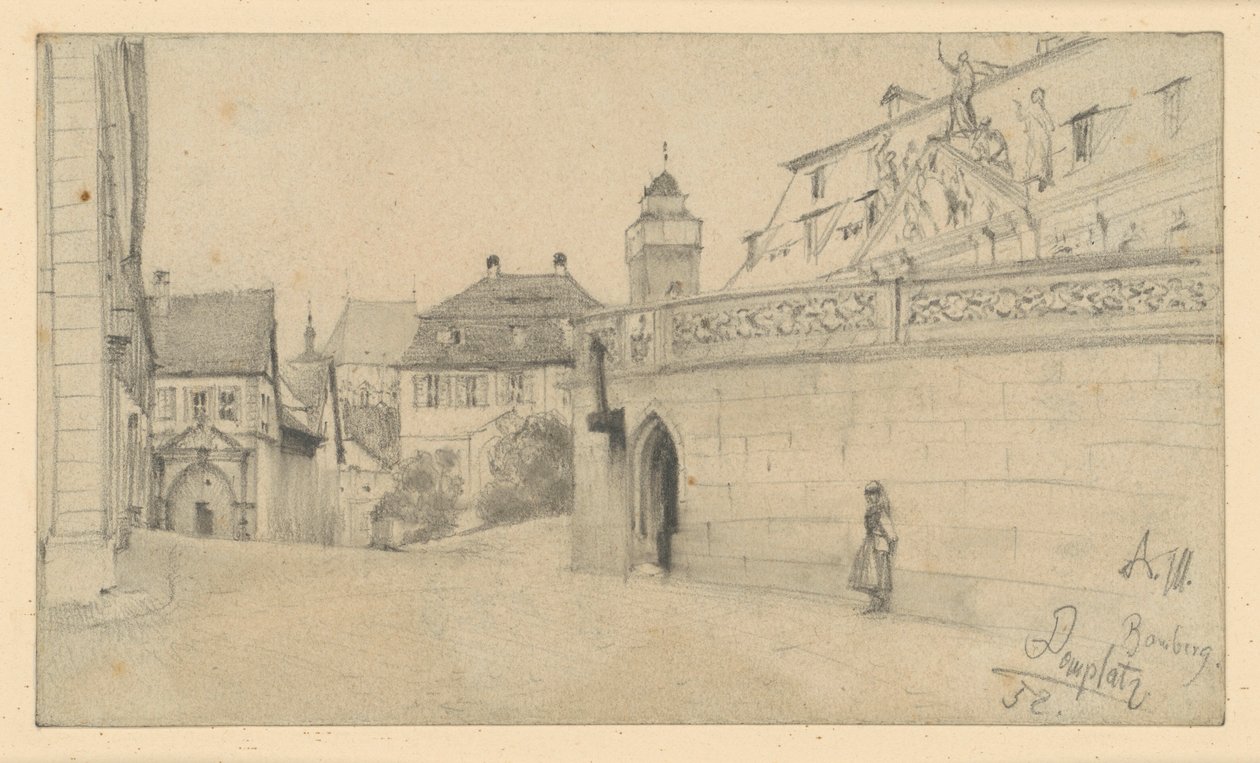 Bamberg. Plaza de la Catedral, entre el número 1 de la plaza de la Catedral y la calle Domkranz, en dirección sur de Adolph Menzel