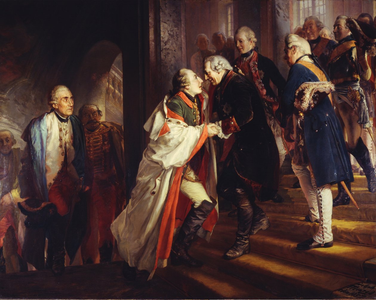 Encuentro entre Federico II y el emperador José II en Neiße en el año 1769 de Adolph Menzel