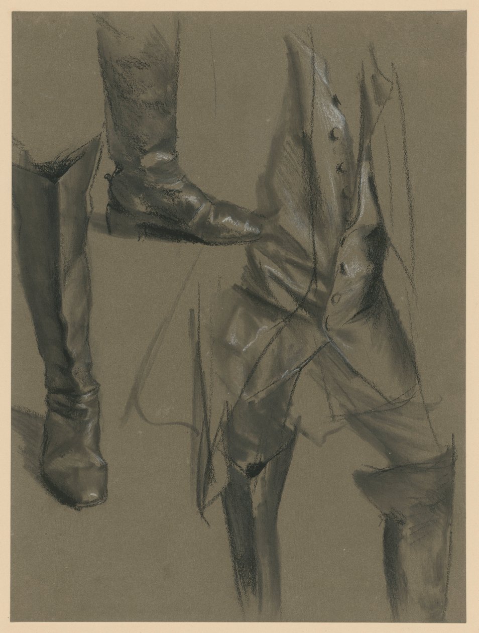 Las posturas de las piernas de Federico el Grande. Estudio preliminar para el cuadro «Concierto de flauta de Federico el Grande en Sanssouci» de Adolph Menzel