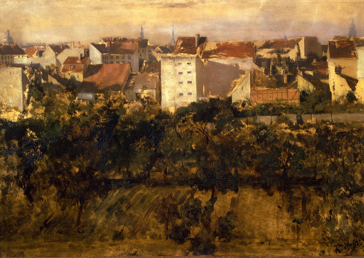 Vista de casas traseras de Adolph Menzel