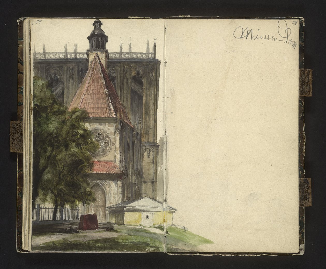 Vista del pórtico de la catedral de Meissen de Adolph Menzel