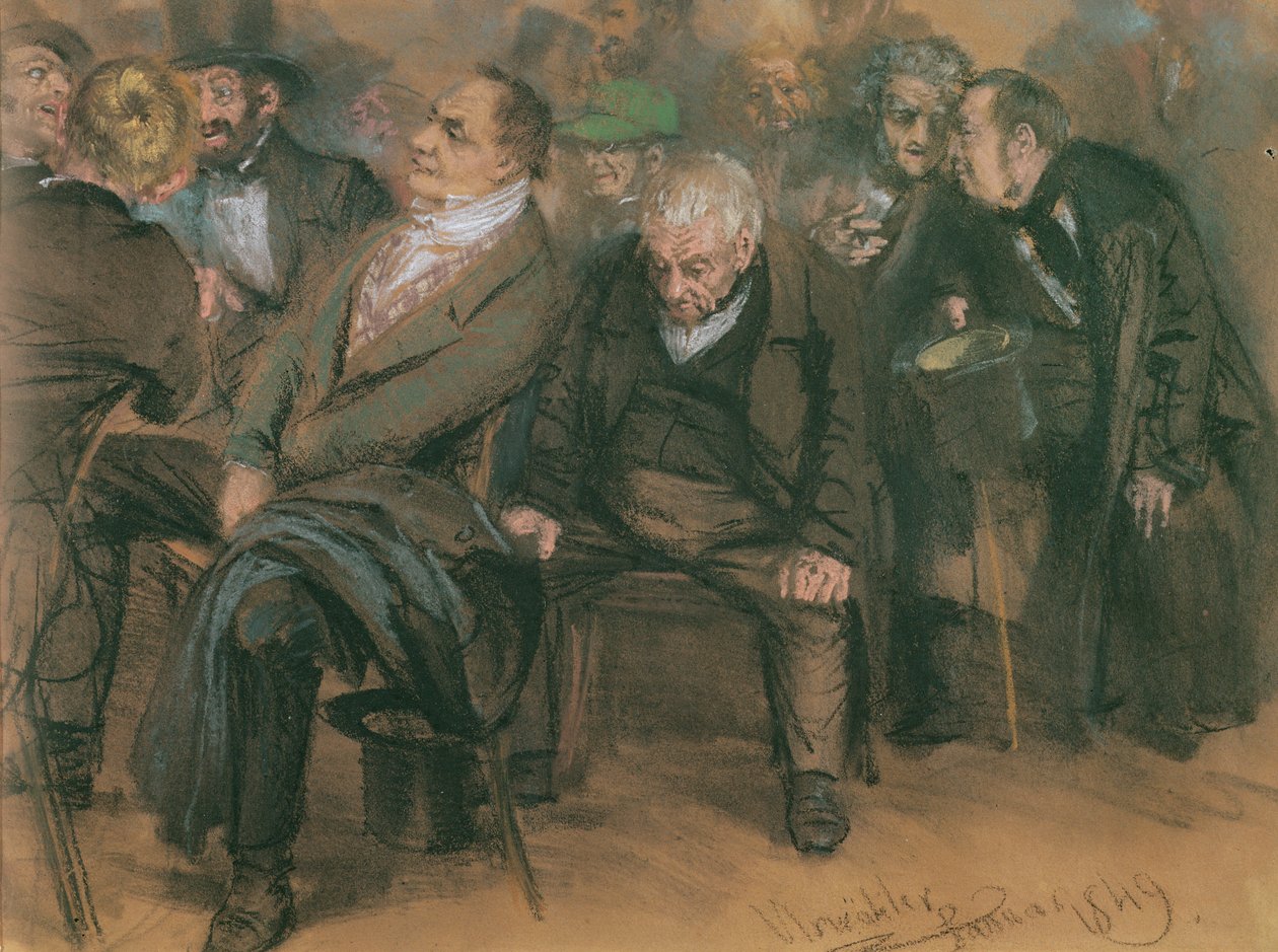 Burgueses alemanes en una reunión pública, 1849 (pastel sobre papel) de Adolph Menzel