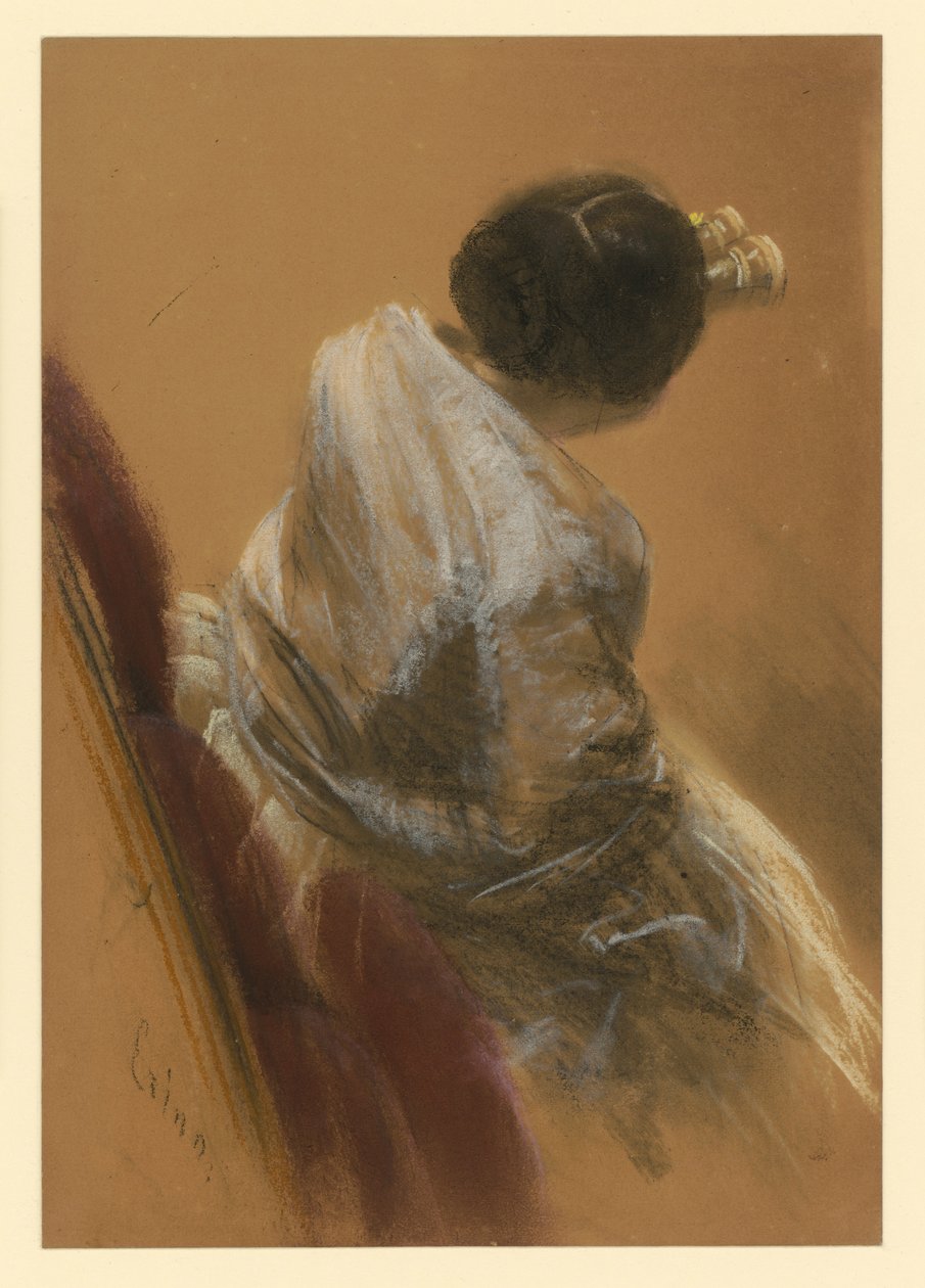 Dama en sillón con anteojos de ópera de Adolph Menzel