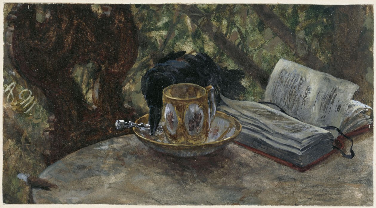 El cuervo robando una cuchara de plata. Del "Álbum infantil" de Adolph Menzel