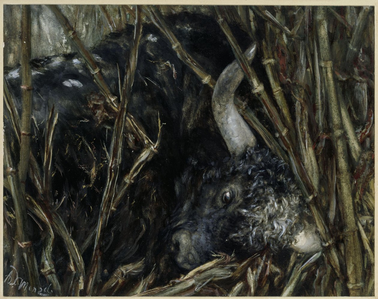 El toro yak en el bambú. Del «Álbum infantil» de Adolph Menzel