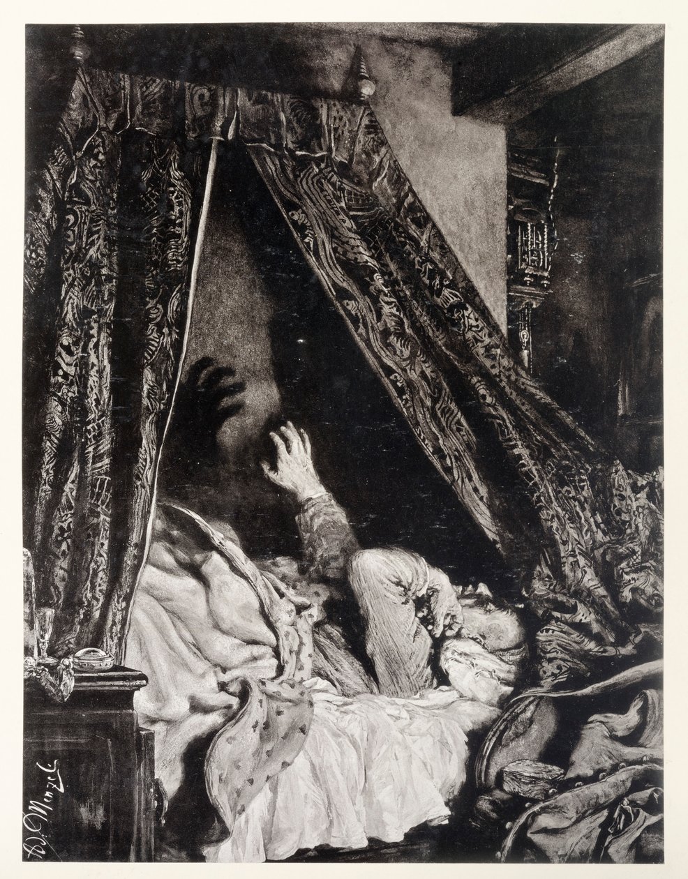 El sueño atormentado de Adán, para «El cántaro roto» de Heinrich von Kleist de Adolph Menzel