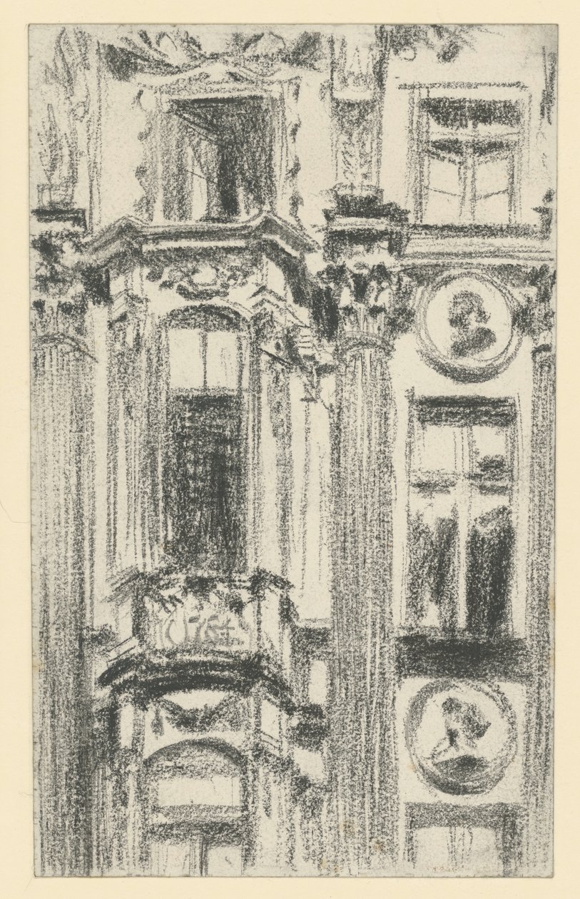 Detalle del saliente central del Palacio de Sajonia en Dresde de Adolph Menzel