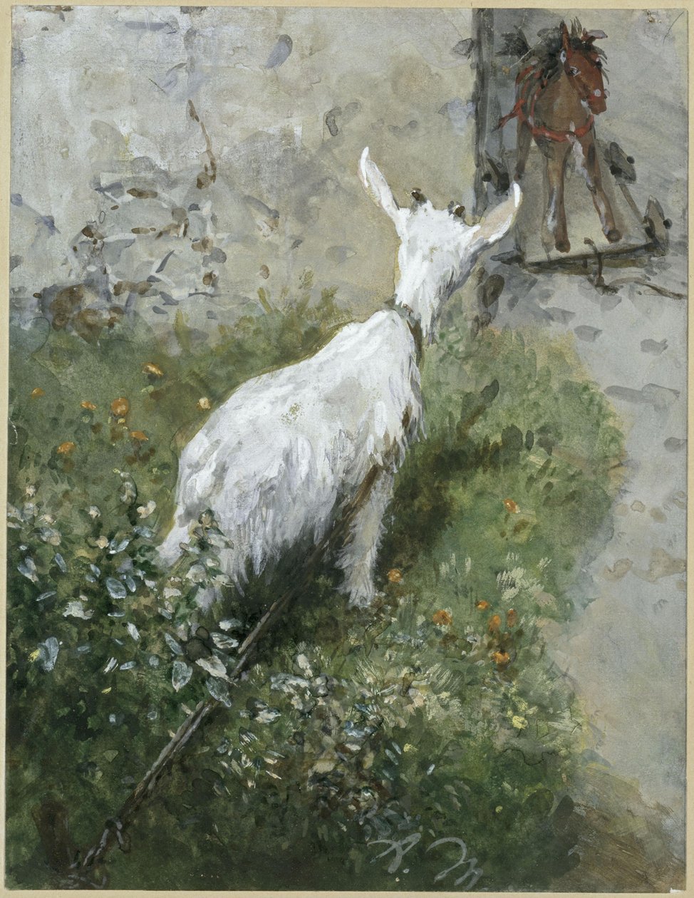 La cabra y el caballito de madera. Del «Álbum infantil» de Adolph Menzel