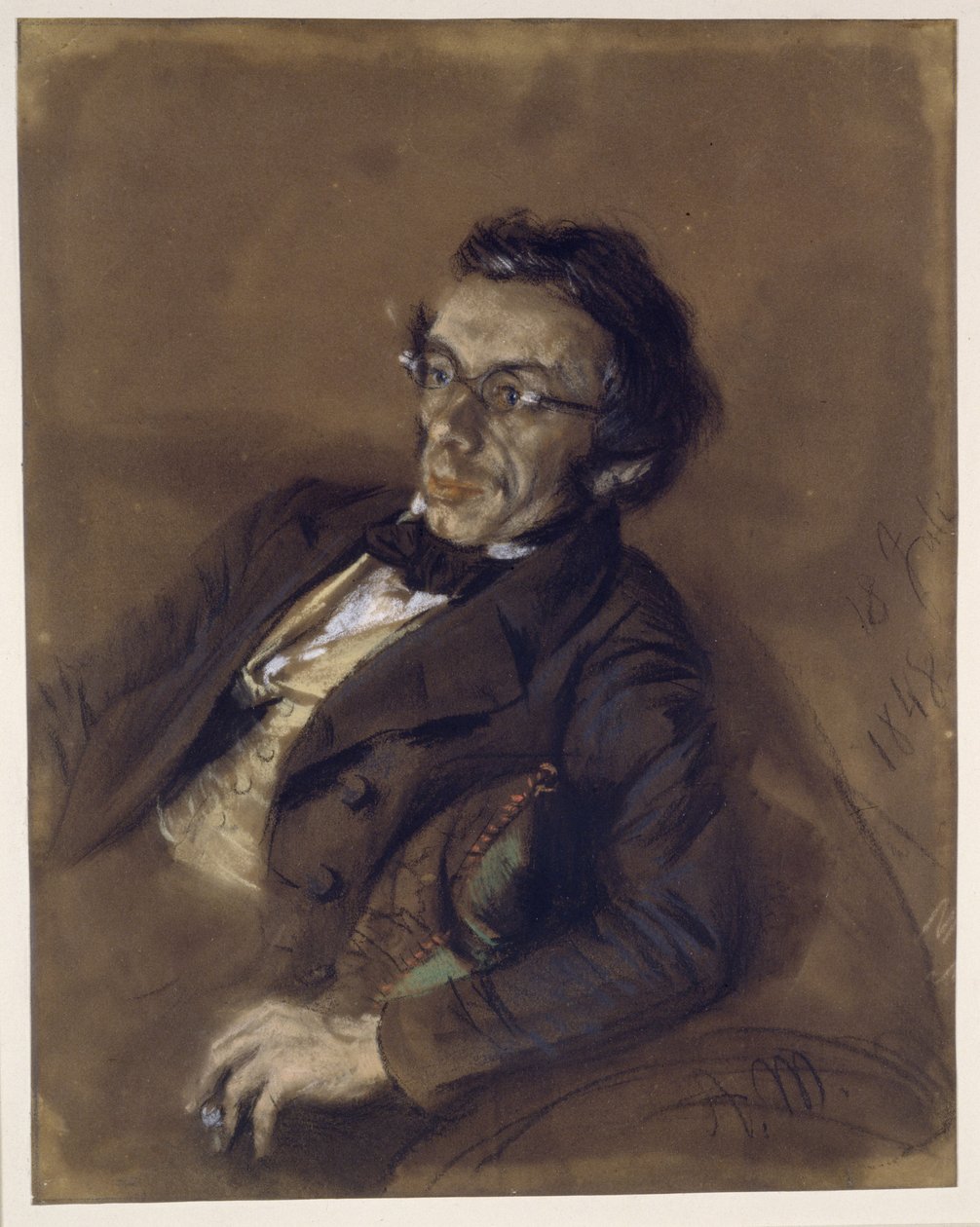 El Dr. R. Eitner sentado en el sofá, de medio cuerpo mirando hacia la izquierda de Adolph Menzel