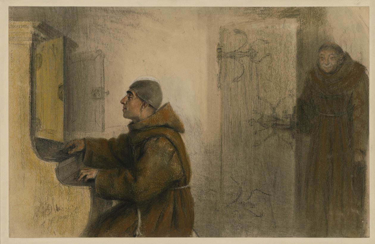 Un monje ciego tocando el órgano de Adolph Menzel