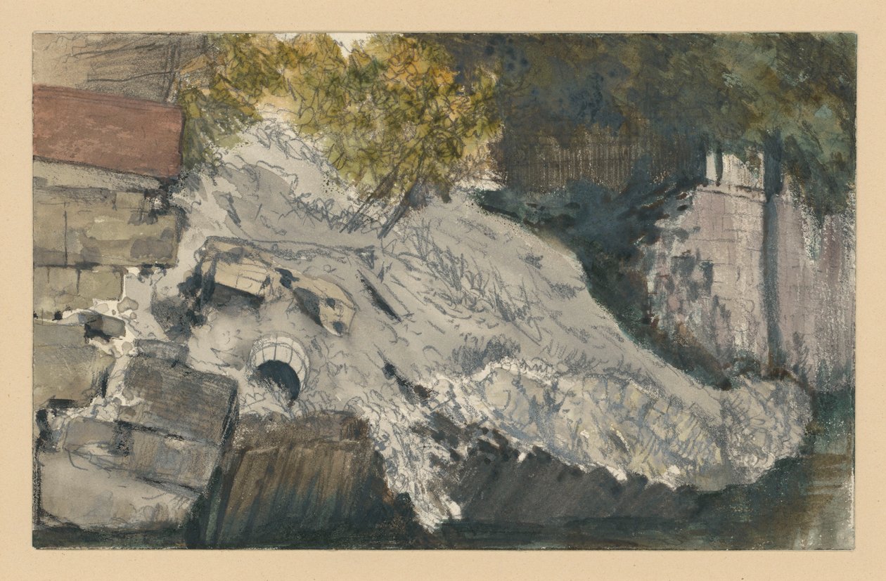 Talud derrumbado junto a un curso de agua de Adolph Menzel