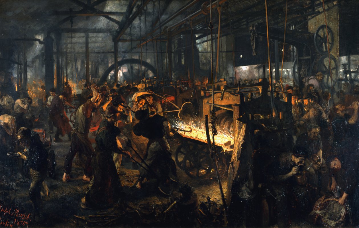 Laminadora de hierro (Cíclopes modernos) de Adolph Menzel