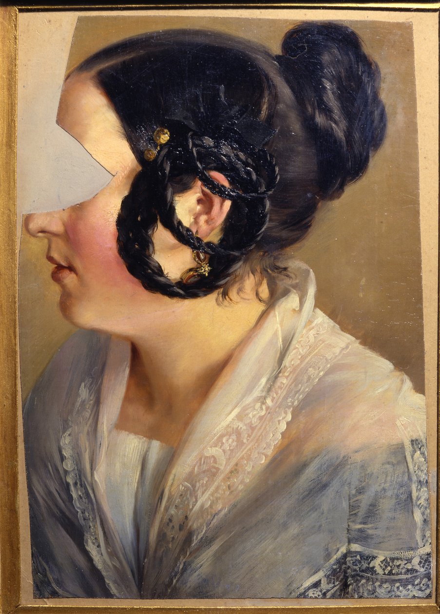 Retrato de una mujer. Fragmento (Caroline o Friederike Arnold) de Adolph Menzel