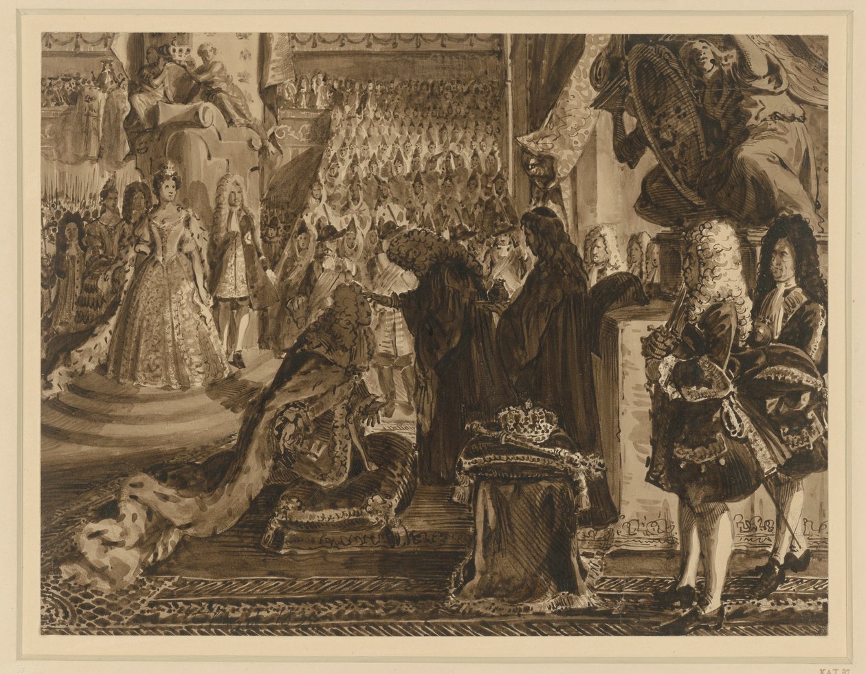Federico I, rey de Prusia, ungido en Königsberg el 18 de enero de 1701. Proyecto para las «Memorias de la historia brandeburguesa-prusiana» de Adolph Menzel