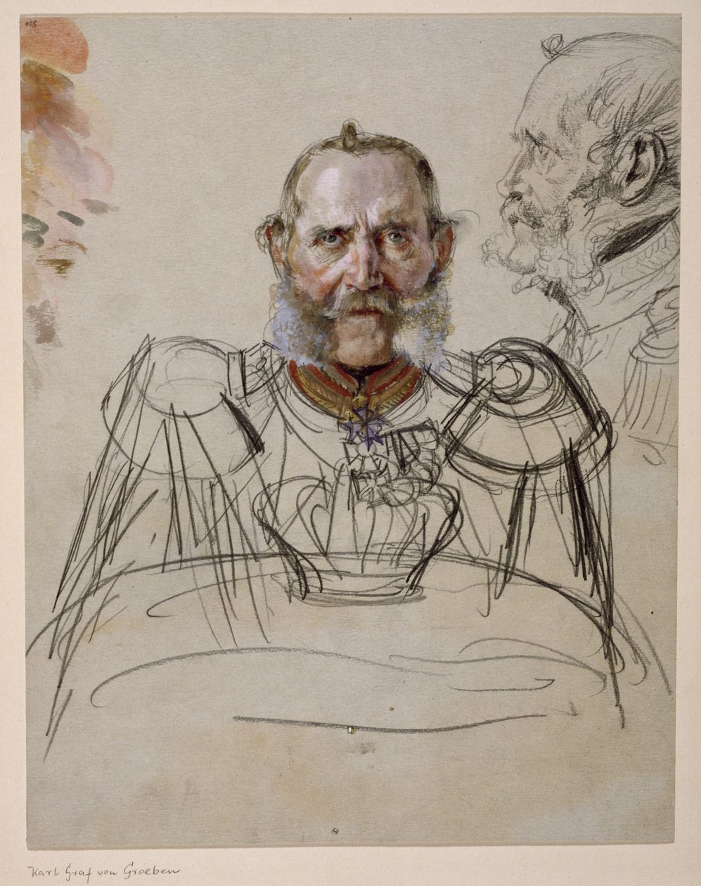 El general Karl conde von der Groeben. Estudio para la pintura «Coronación de Guillermo I en Königsberg» de Adolph Menzel
