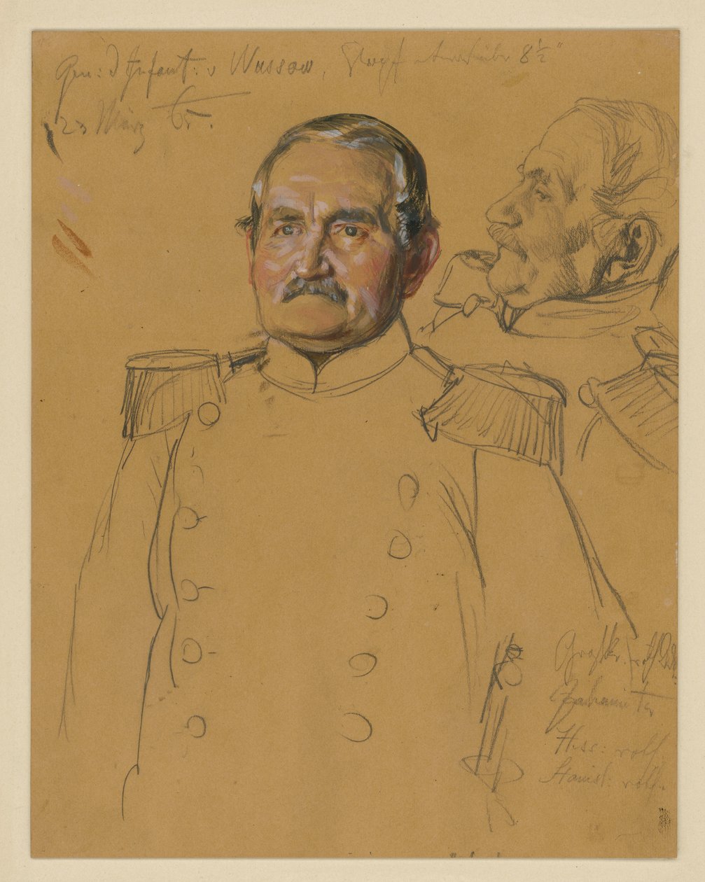General von Wussow, boceto para «La coronación de Guillermo I en Königsberg» de Adolph Menzel