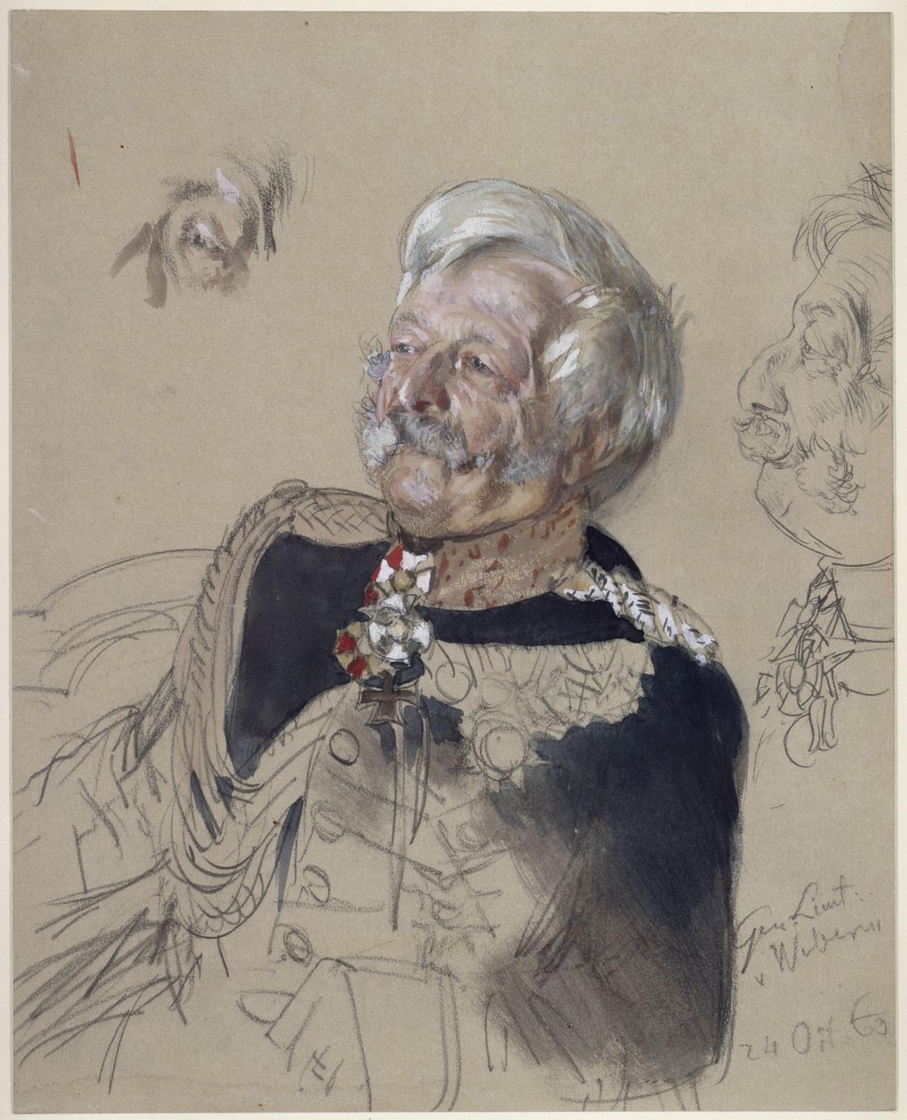 Teniente general von Webern. Estudio para la pintura «Coronación de Guillermo I en Königsberg» de Adolph Menzel