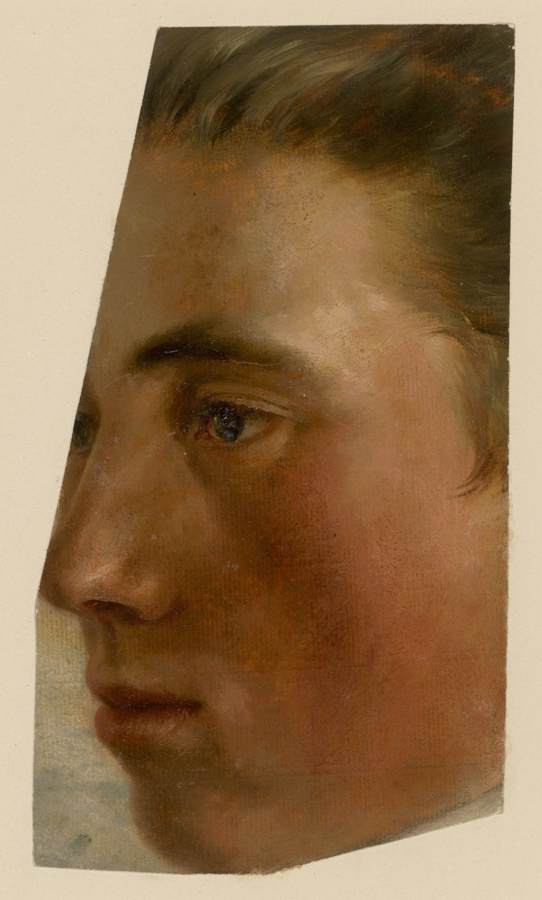 Rostro de un hombre de perfil hacia la izquierda de Adolph Menzel