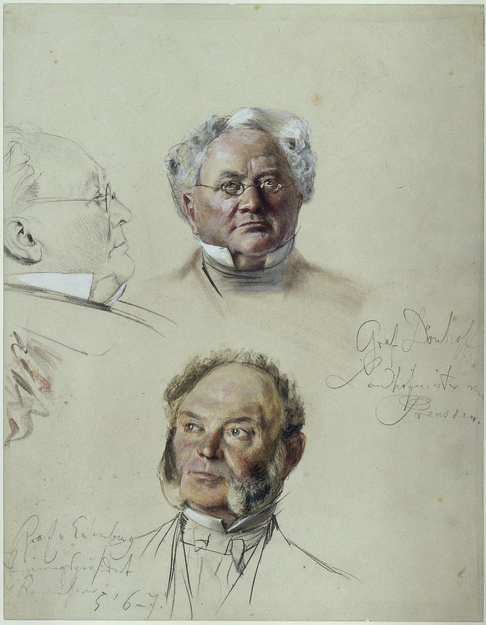 El conde Eulenburg y el conde Dönhoff. Estudio sobre el cuadro «La coronación de Guillermo I en Königsberg» de Adolph Menzel