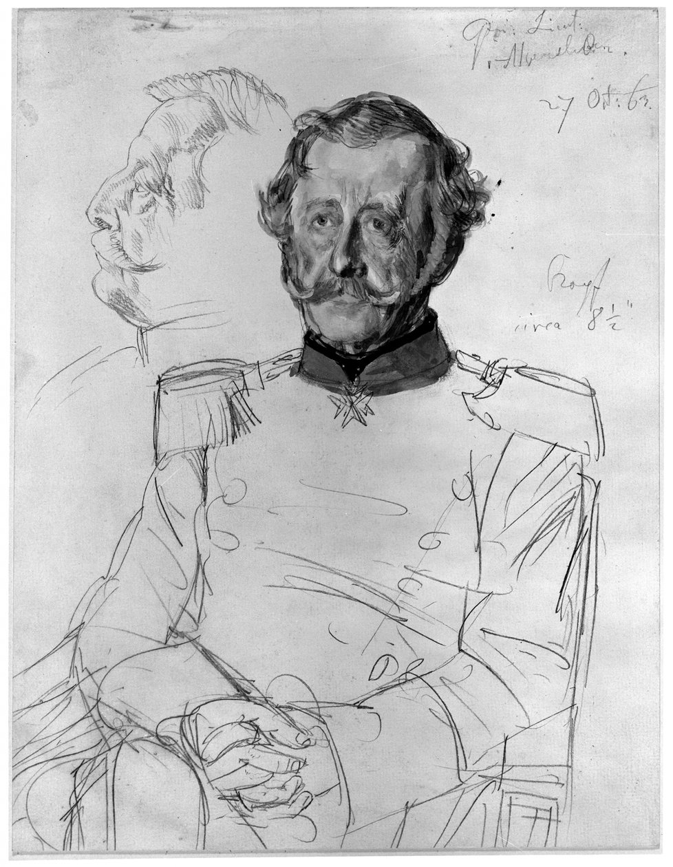Gustav von Alvensleben. Estudio para el cuadro «Coronación de Guillermo I en Königsberg» de Adolph Menzel