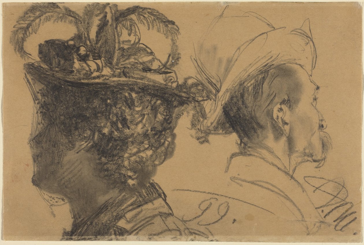 Las cabezas de un hombre y una mujer de Adolph Menzel