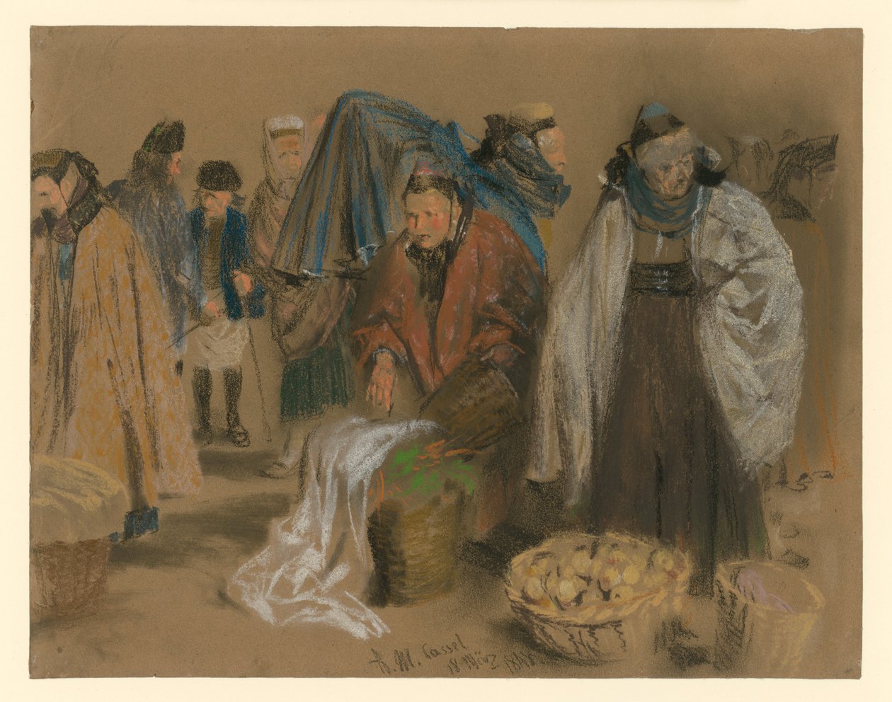 Agricultores de Hesse en el mercado de Kassel de Adolph Menzel