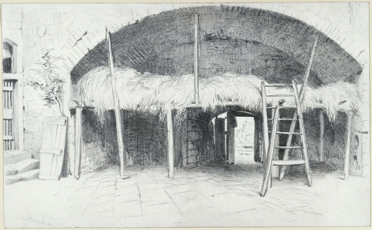 Campamento de llanto bajo un arco de la Jungfernbastei en Dresde de Adolph Menzel