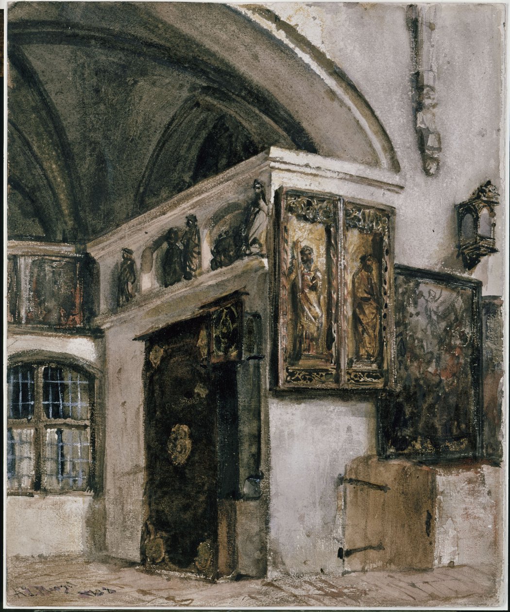 Interior de la iglesia del monasterio de Berlín de Adolph Menzel