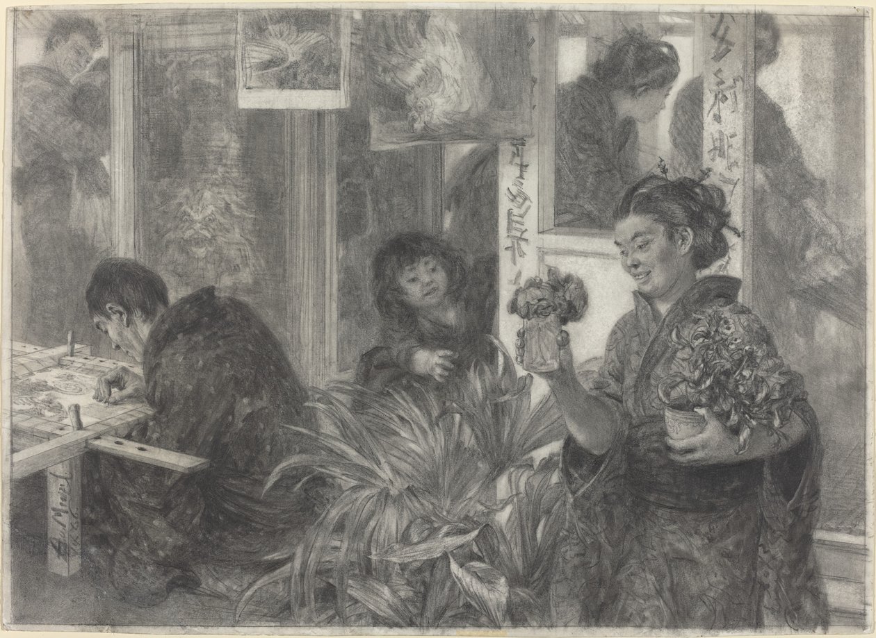 Artista japonés trabajando de Adolph Menzel