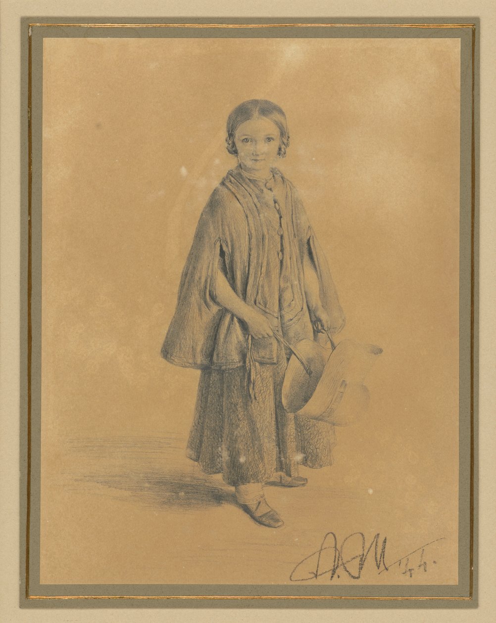 Retrato infantil de Constanze Beling, de soltera Martini. Hija del juez del tribunal de distrito Carl Martini y de su esposa Pauline Martini de Adolph Menzel