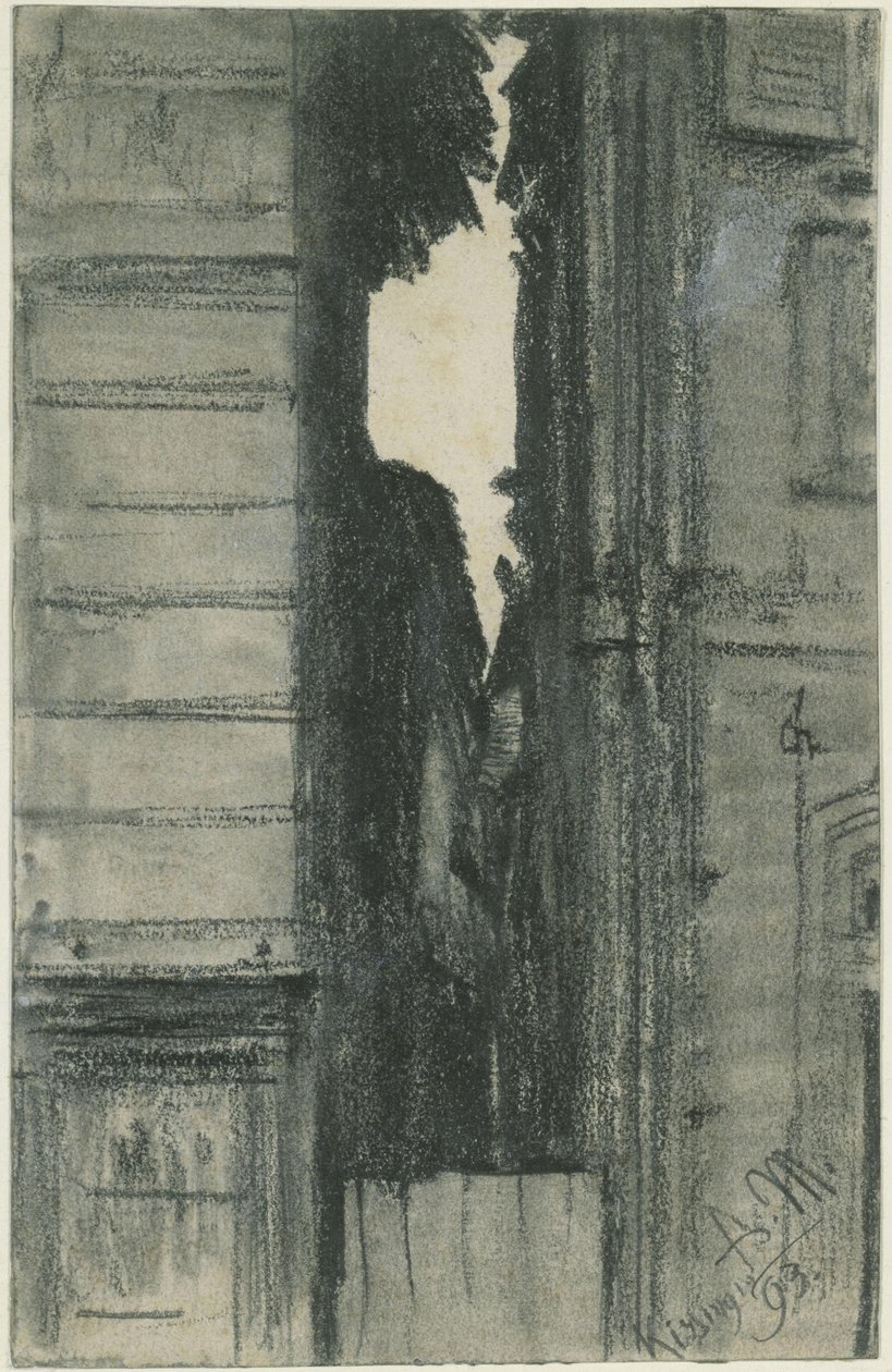 Kissingen: Una estrecha vista entre dos casas de Adolph Menzel
