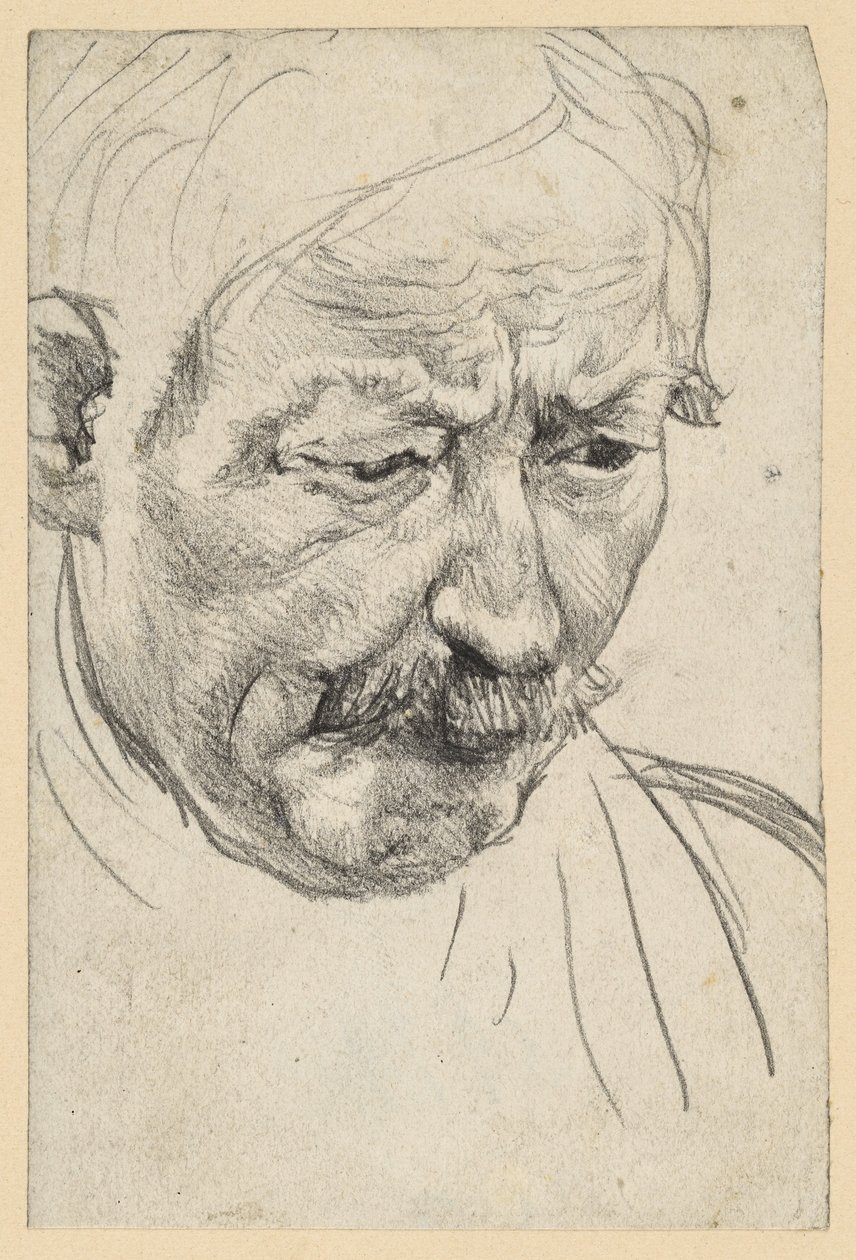 Cabeza de un hombre mayor con bigote de Adolph Menzel