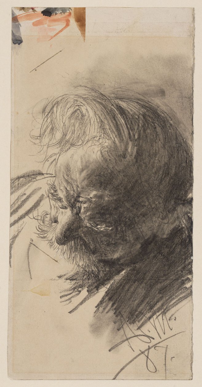 Estudio de la cabeza de un anciano barbudo de Adolph Menzel