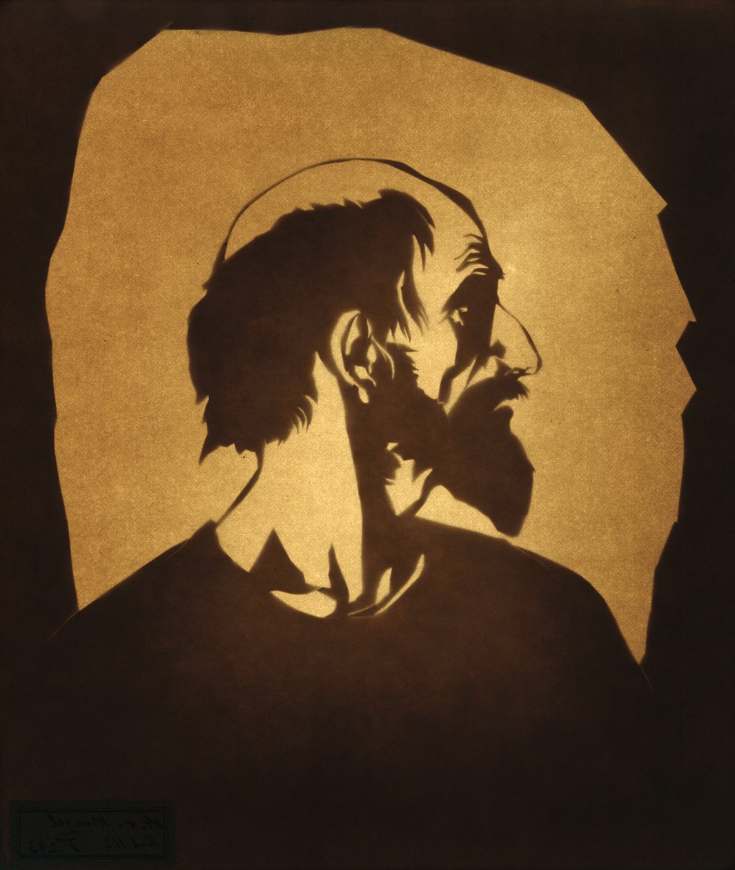 Retrato de busto masculino, cabeza de perfil de Adolph Menzel