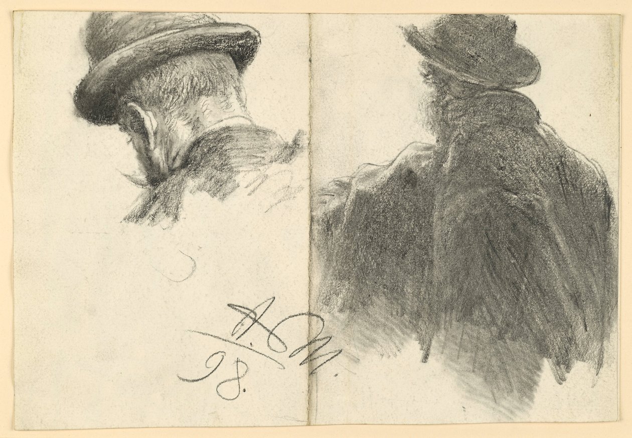 Hombre con sombrero visto de espaldas, cabeza repetida de Adolph Menzel