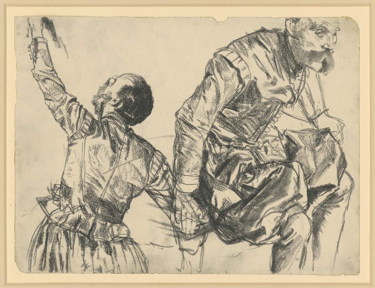 Maqueta con el traje de gala del príncipe elector Juan Jorge I de Sajonia en dos perspectivas, Museo Histórico, Dresde de Adolph Menzel