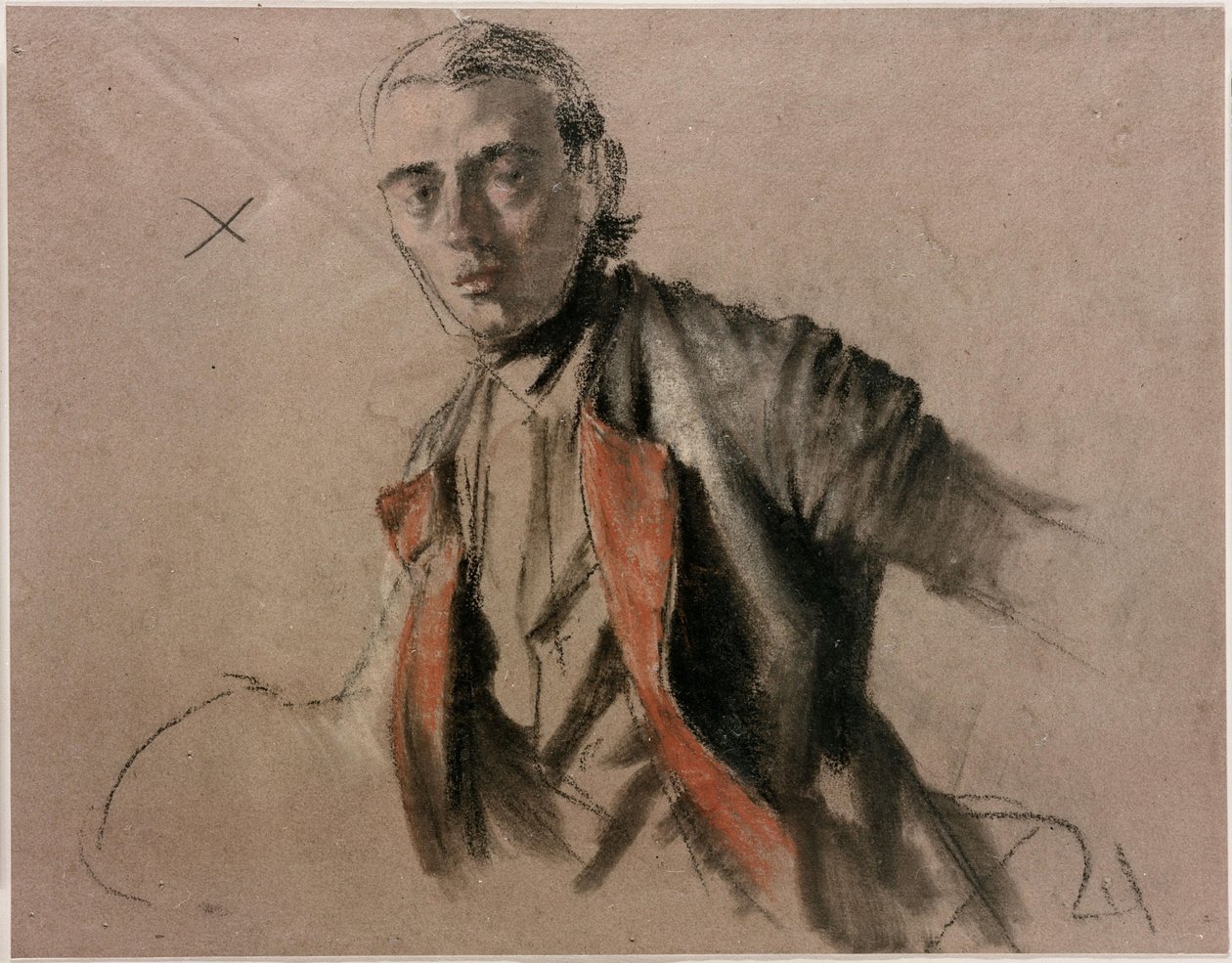Estudio de modelo (Richard Menzel) como el general von Stille para el cuadro «La mesa redonda de Federico el Grande en Sanssouci» de Adolph Menzel