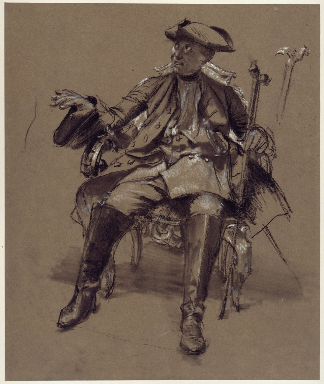 Estudio de modelo de Federico I en un sillón de Adolph Menzel
